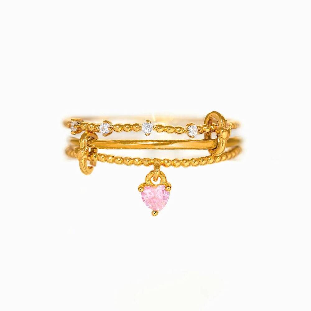 NEW GIRLS CREW women's love connection ring in gold